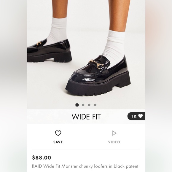 Chunky wide fit black patent loafers - Picture 1 of 5